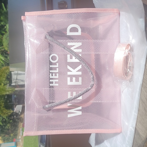 Beautiful Transparent Tote Bags Large Capacity. Simple Letter Print Shoulder Bag - Picture 9 of 11